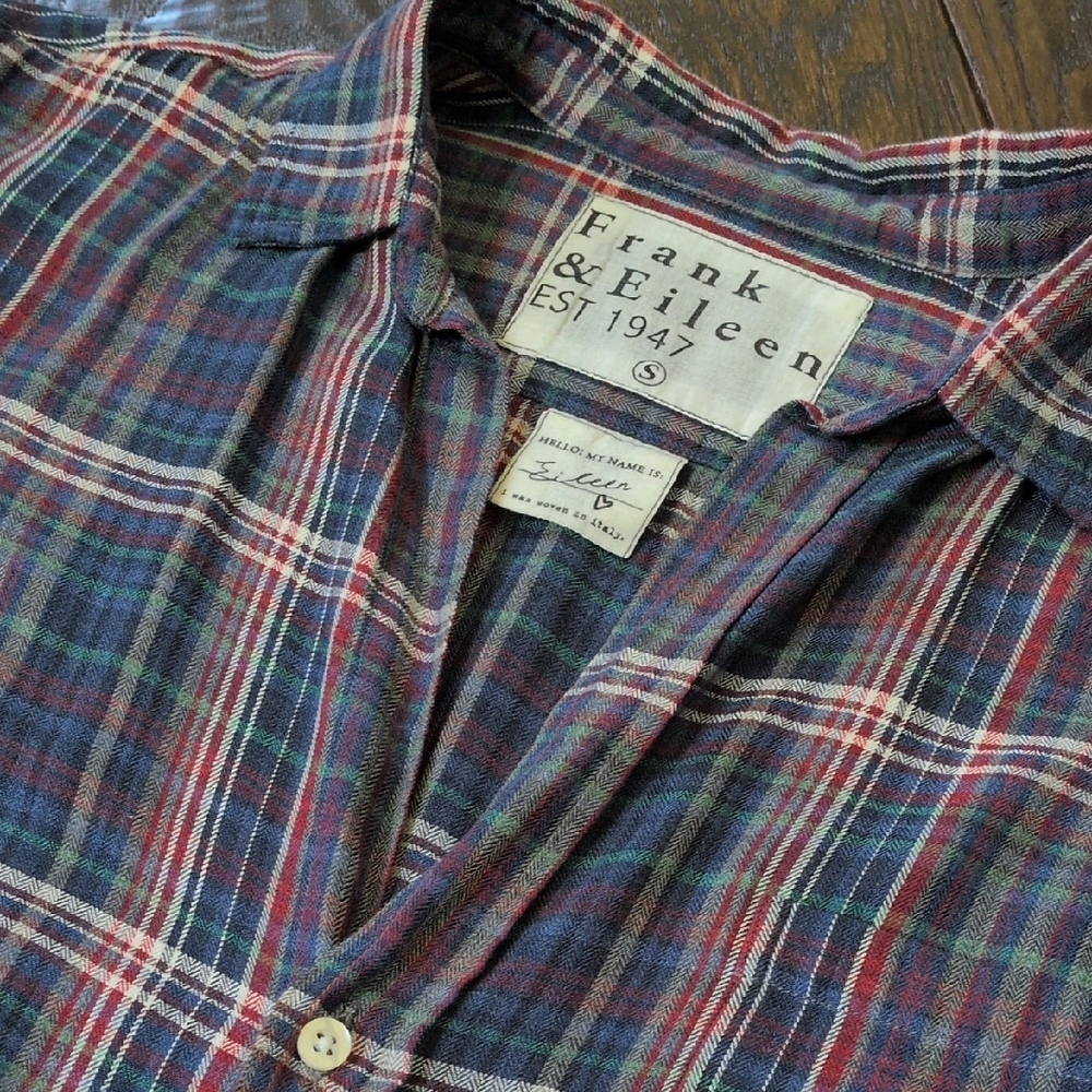 FRANK & EILEEN I Blue Multicolor Plaid Soft Cotton Button Down Eileen Shirt, S - Picture 8 of 15